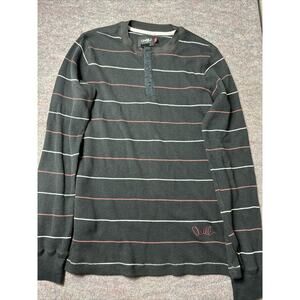 O'Neil Thermal Knit Men’s Small Long-sleeve Shirt Striped Henley Y2K Tee 90s